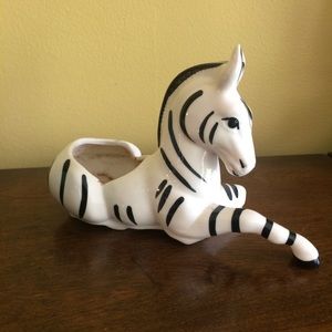 Vintage Pottery Zebra Planter